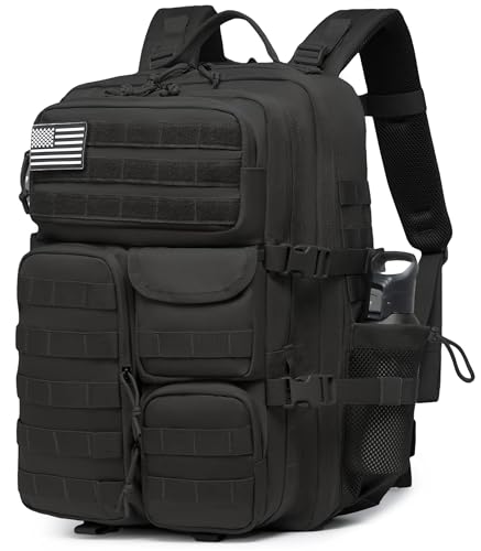 Wotony Tactical Backpack Military waterproof backpack with multiple pockets and tactical gear for the outdoors Black 45L - Image 3