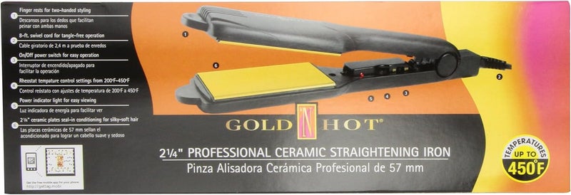 Gold N Hot 2-1/4 Inch Professional Ceramic Flat Iron for All Hair Types - Image 2