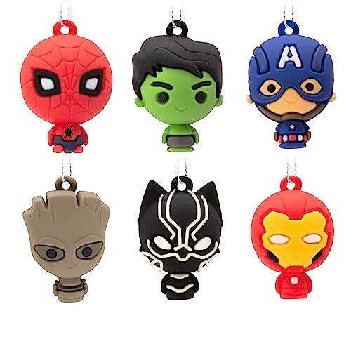 Hallmark Marvel Super Heroes Miniature Christmas OrnamentsPlastic Set of 6 0002HCM9228