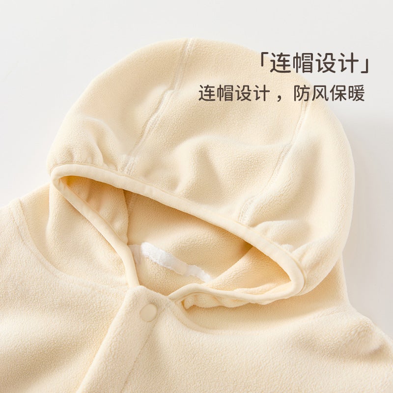 Baby Fleece-Lined Coat Hooded Children'S Coat Boys And Girls Cardigan Winter Fleece-Lined Ollie Velvet Double-Sided Fleece - Image 3