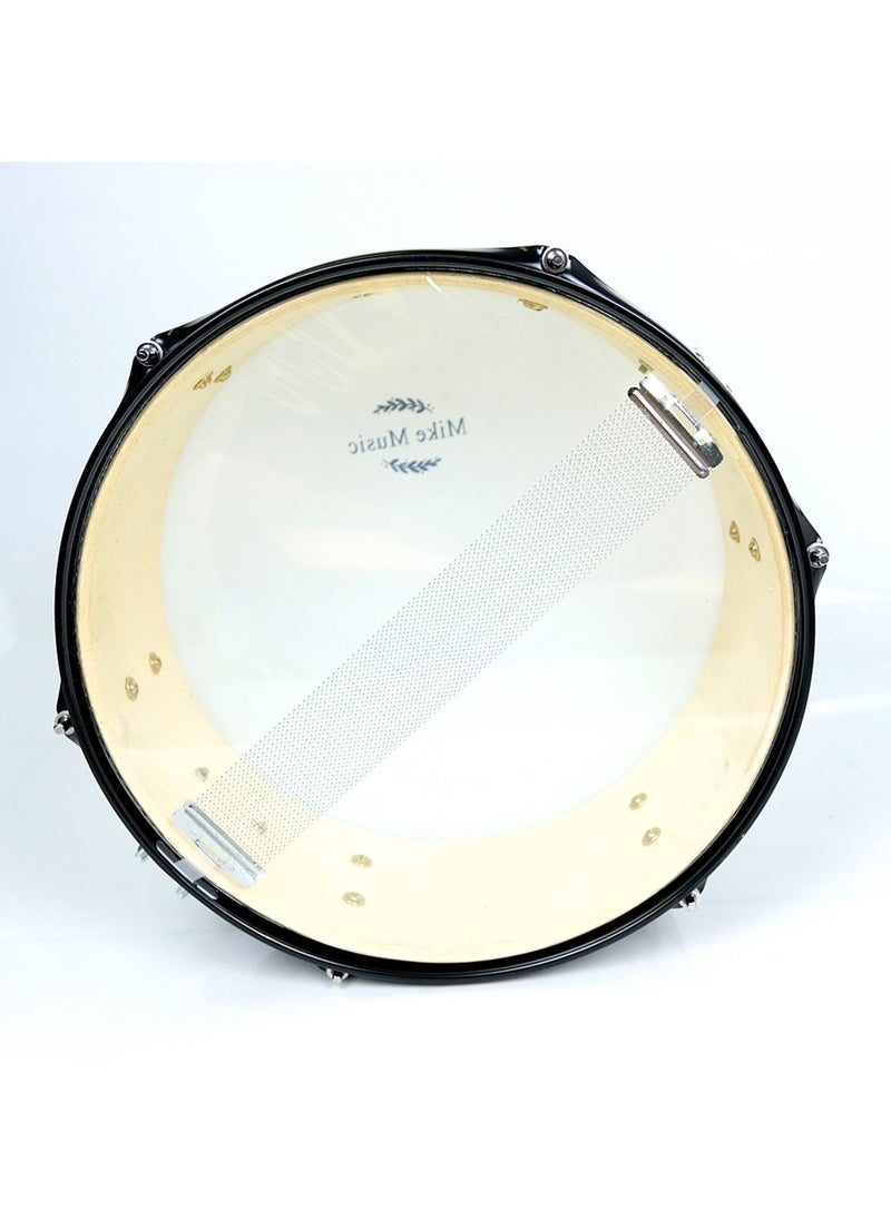 null - 14 x 5.5 Inches Black Snare Drum with Stand by Mike Music - Ideal for Beginners and Professional Drummers - Image 1