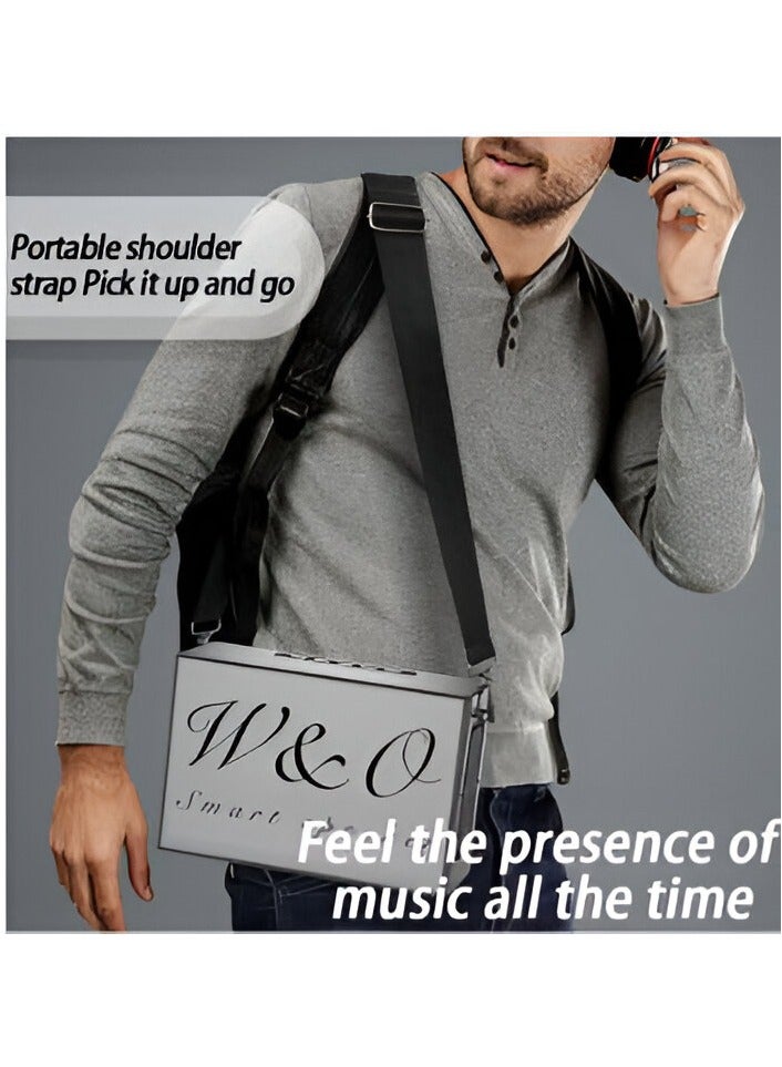W&O Portable Smart Bluetooth Speaker with Two Wireless Microphones Built-in RGB Light Support TWS/AUX/USB/TF - Image 3