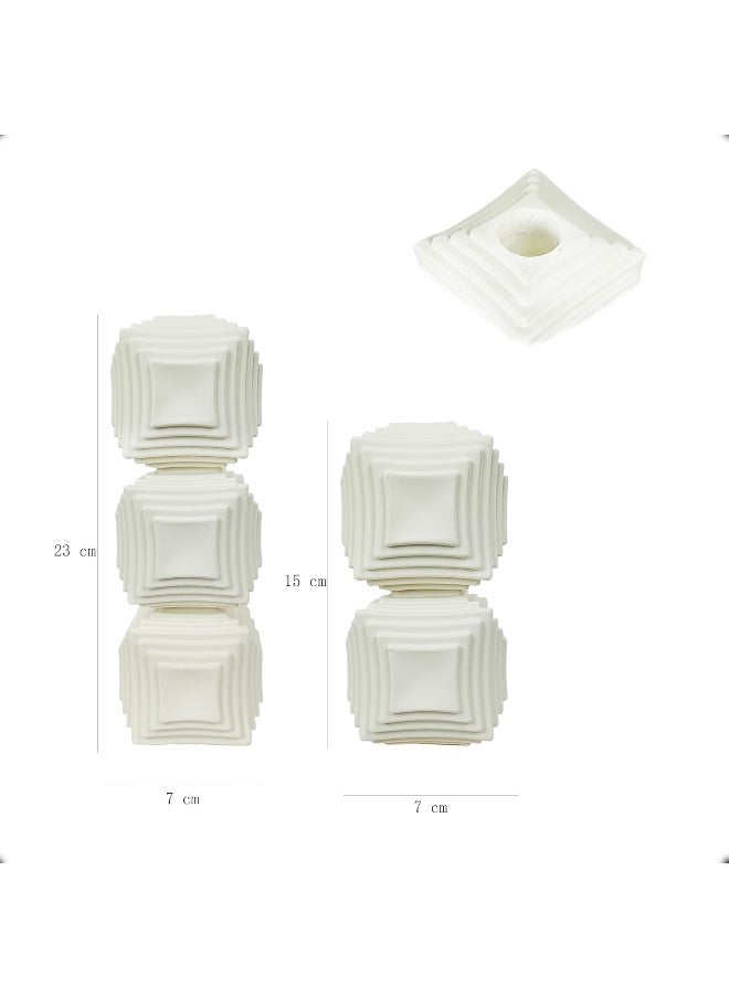 YINZUO YINZUO Modern Decorative Stylish Candle Holder White Plastic Fiber Taper Candle Holder with Artistic Open Best Design for Home Decor, Dining Table, or Mantel Display (Design 5)  - Image 2