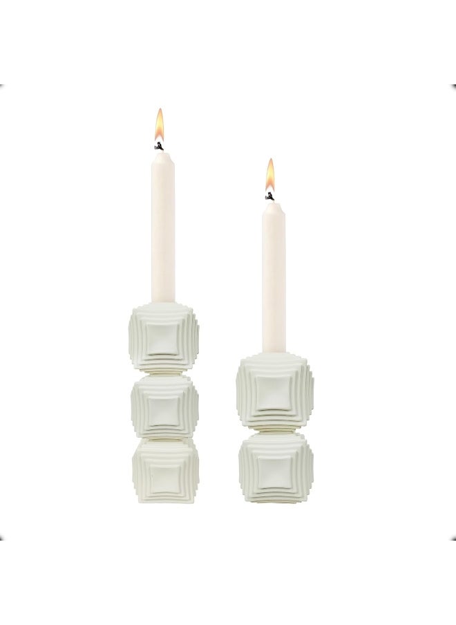 YINZUO YINZUO Modern Decorative Stylish Candle Holder White Plastic Fiber Taper Candle Holder with Artistic Open Best Design for Home Decor, Dining Table, or Mantel Display (Design 5)  - Image 1