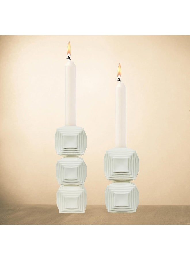 YINZUO YINZUO Modern Decorative Stylish Candle Holder White Plastic Fiber Taper Candle Holder with Artistic Open Best Design for Home Decor, Dining Table, or Mantel Display (Design 5)  - Image 4