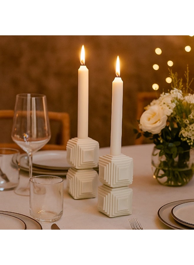 YINZUO YINZUO Modern Decorative Stylish Candle Holder White Plastic Fiber Taper Candle Holder with Artistic Open Best Design for Home Decor, Dining Table, or Mantel Display (Design 5) - Image 4