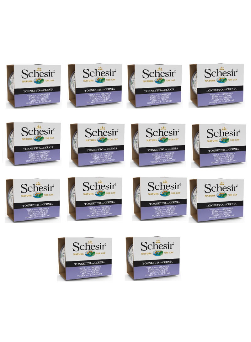Schesir 14PC Cat Wet Food-Tuna With Grouper 85g - Image 1