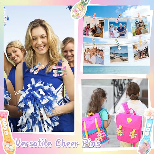 Fayoo 50 Pack DIY Cheer Pin Kit - 50 pcs Wooden Clothes Pins, U ATE Beads, Cheer Spoons and Charms for Pep Rally Cheerleader Gifts Team Spirit Gifts for Sports, Volleyball (Bright Color) - Image 4