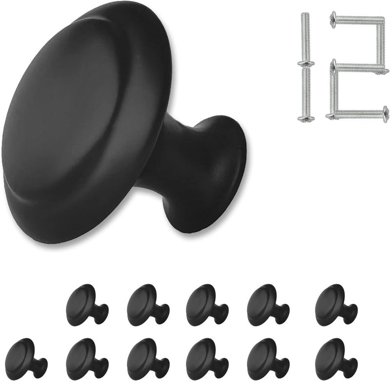 ZONBANG 12PCS Black Cabinet Drawer Knobs, 1.2" Modern Draw Knob for Cabinets and Drawers - Image 1