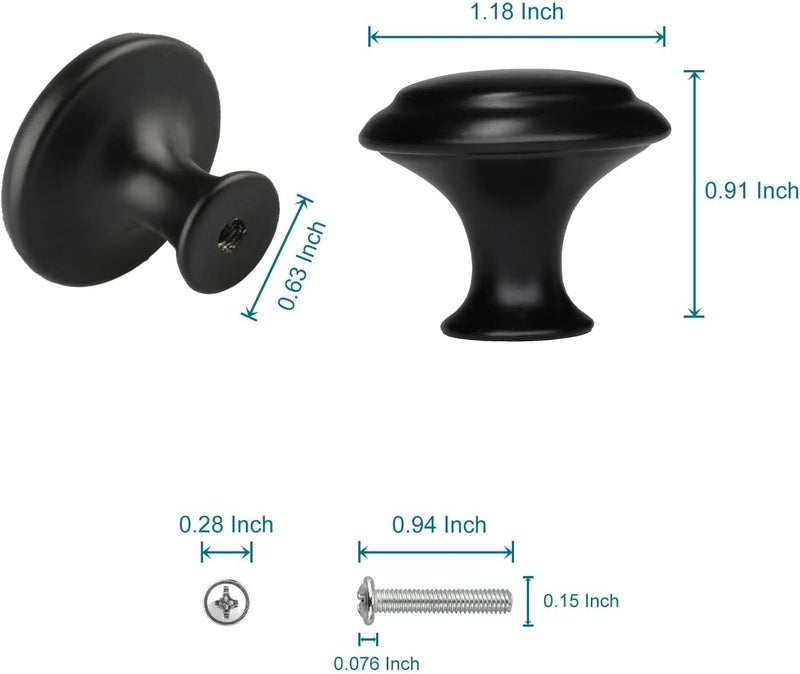 ZONBANG 12PCS Black Cabinet Drawer Knobs, 1.2" Modern Draw Knob for Cabinets and Drawers - Image 4