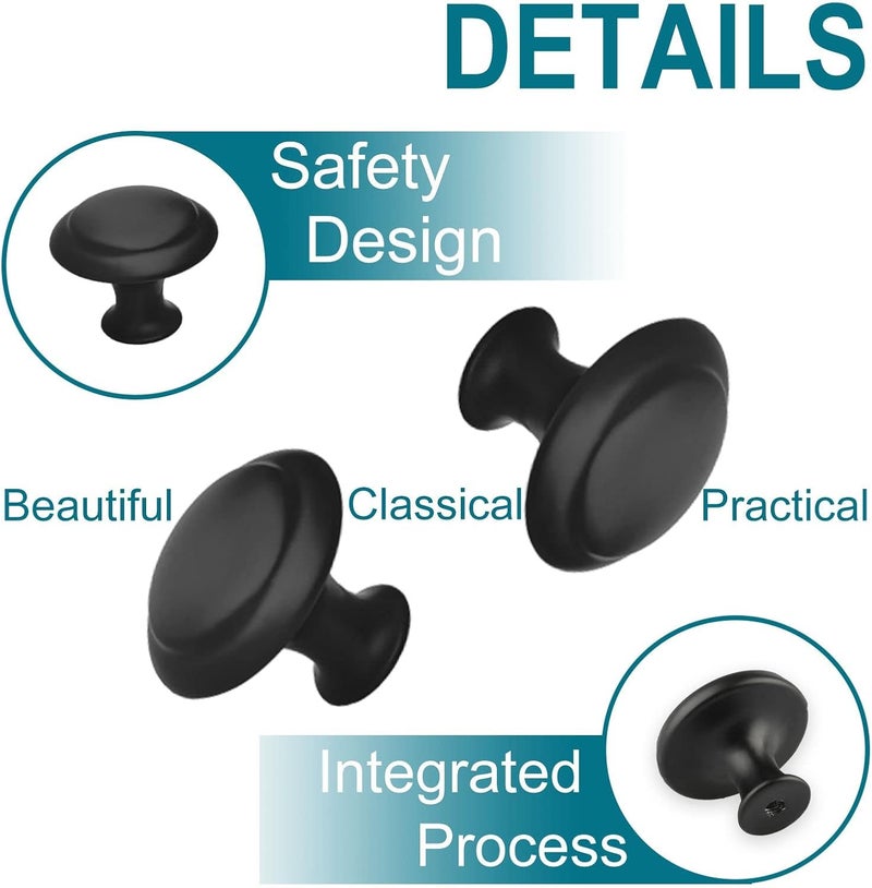 ZONBANG 12PCS Black Cabinet Drawer Knobs, 1.2" Modern Draw Knob for Cabinets and Drawers - Image 3
