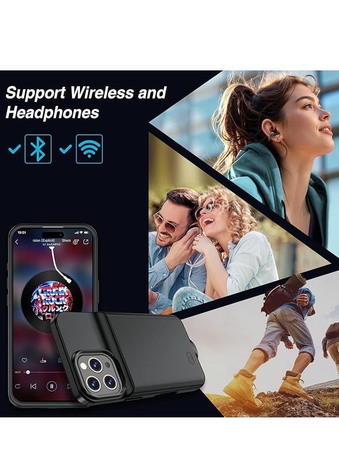 Raxoom حافظة بطارية لجهاز آيفون 16 برو، شاحن سريع 15 واط بسعة 8500 مللي أمبير، حافظة خفيفة الوزن وقوية، علبة عصير مضادة للسقوط من TPU لجهاز آيفون 16 برو (6.3 بوصة) باللون الأسود - Image 3