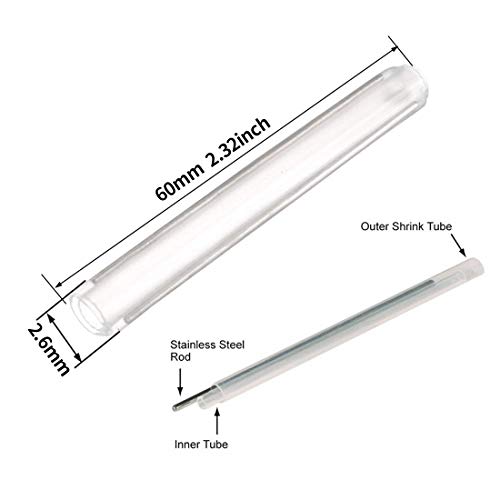GESD Dia 2.6mm 60mm Length Heat Shrinkable Tube 1.0mm Steel Needle Popular Clear PE Fiber Splice Tubes Optical Fiber Fusion Splice Protection Sleeves(Pre-Shrunk)100pcs - Image 3