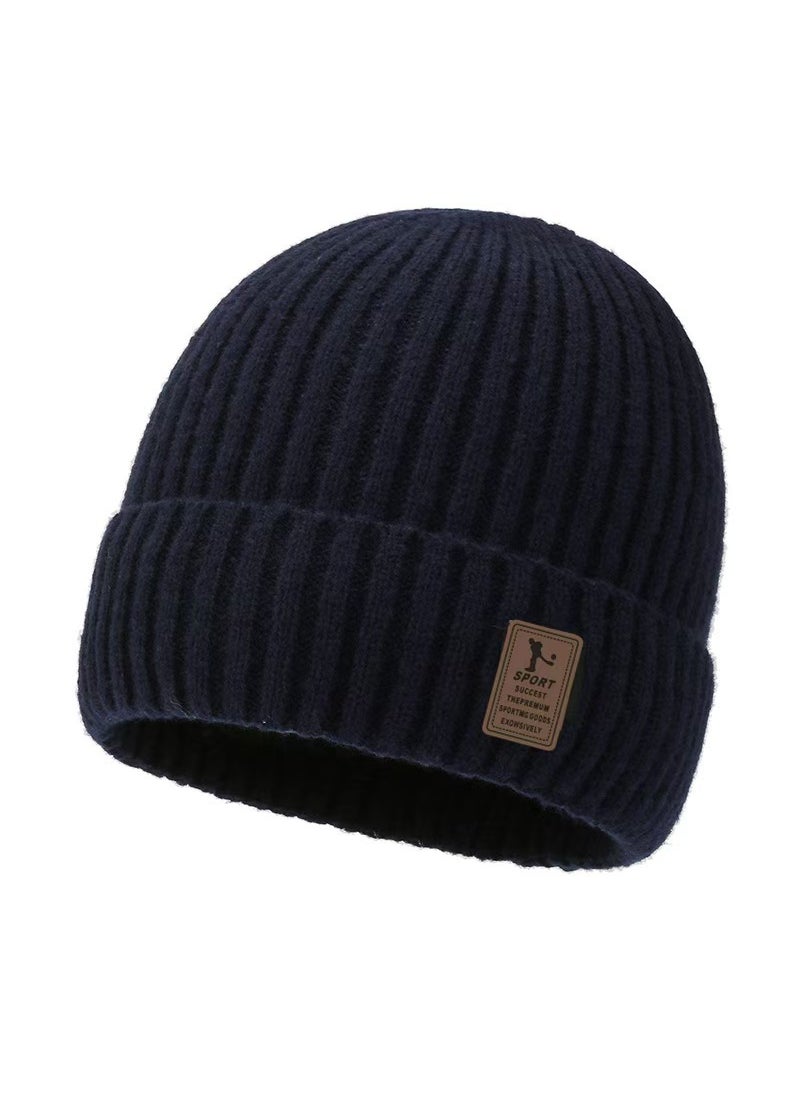 Generic Winter Mens Ear Protection Warm Fleece-Lined Thick Pullover Hat Youth Outdoor Cycling Knit Wool Cap Skiing Hat Khaki  - Image 2