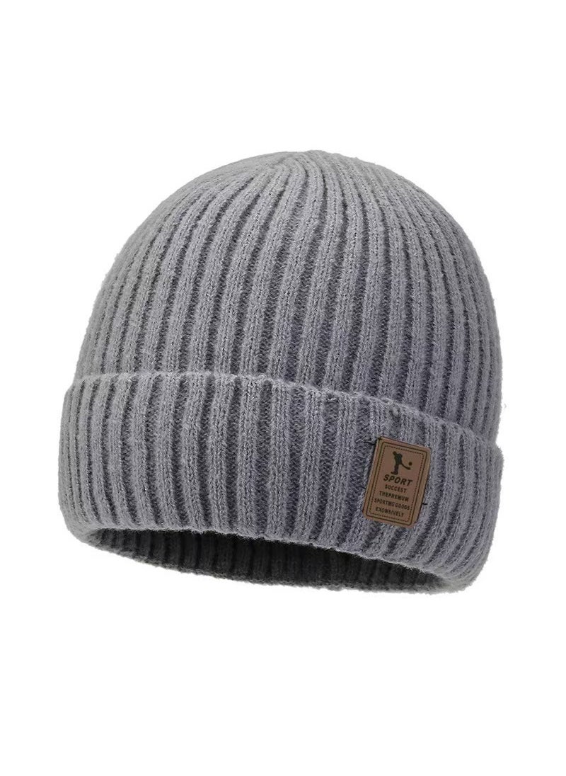 Generic Winter Mens Ear Protection Warm Fleece-Lined Thick Pullover Hat Youth Outdoor Cycling Knit Wool Cap Skiing Hat Khaki  - Image 3