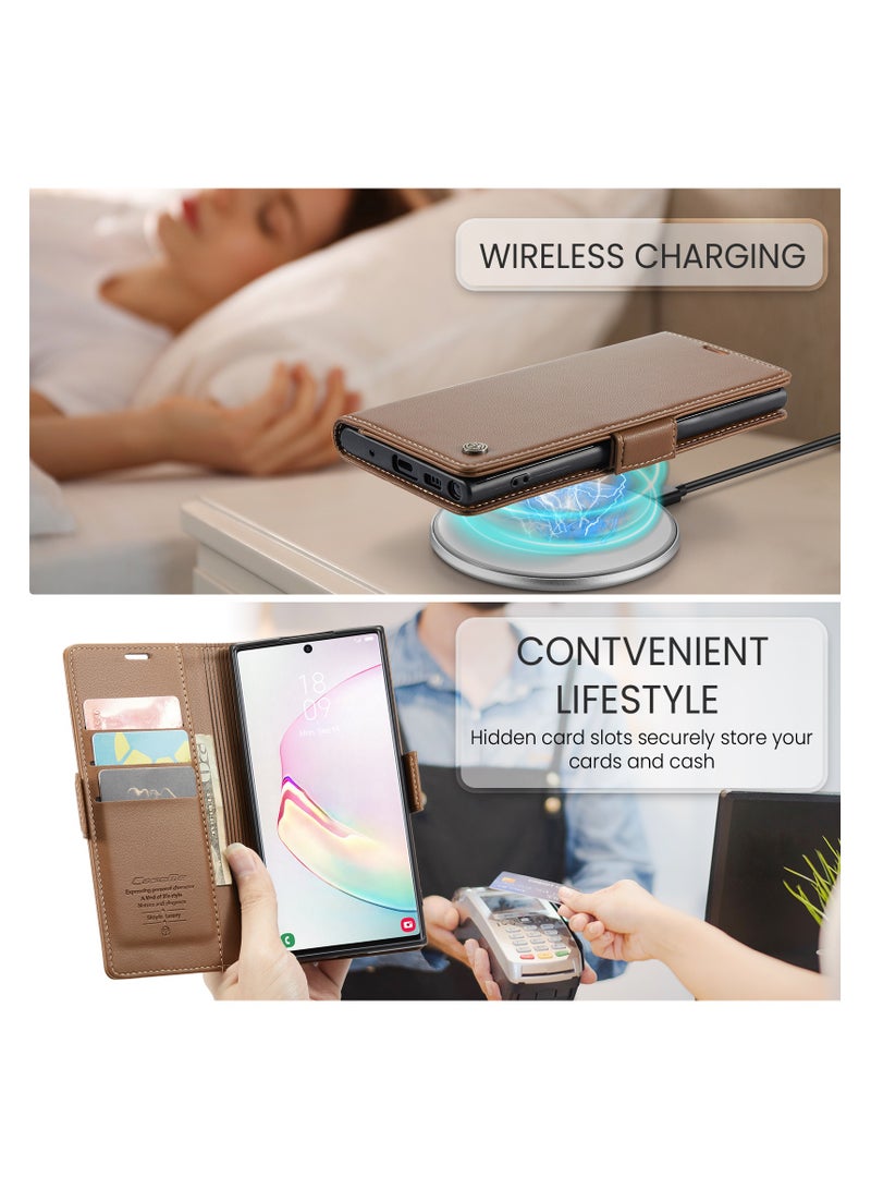 Phone Case for Samsung Galaxy A13 4G Anti-scratch Leather Kickstand Card Slot Money Pocket Brown Brown - Image 5