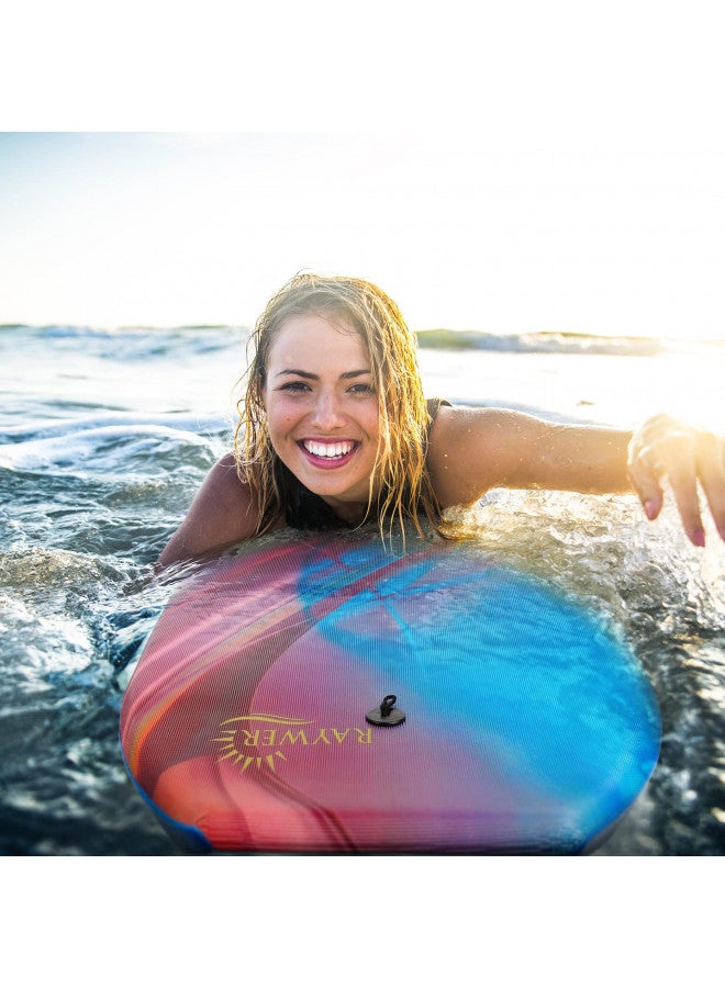 RAYWER Body Board Lightweight with EPS Core, HDPE Slick Bottom , Leash & Adjustable Wrist Rope, Great Surfing for Kids and Adults (Blue, 33-INCH) - Image 2