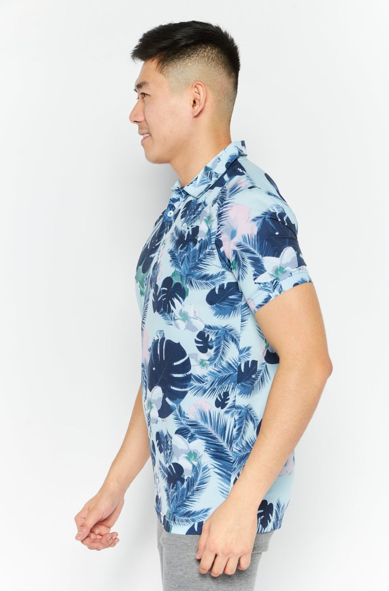 PUMA Men Sportswear Fit Floral Short Sleeves Polo, Blue - Image 2