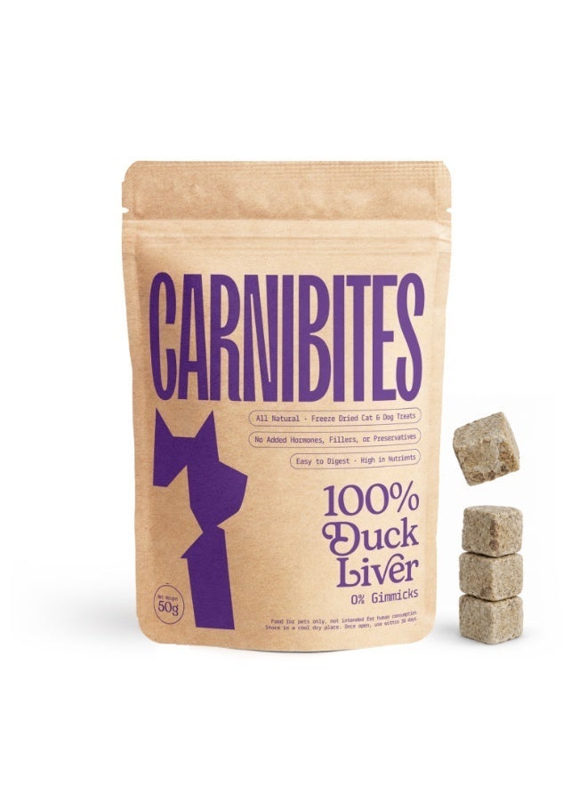 Carnibites Duck Liver Freeze-Dried Treats for Cats & Dogs – Nutrient-Dense, Single-Protein Snack - Image 1