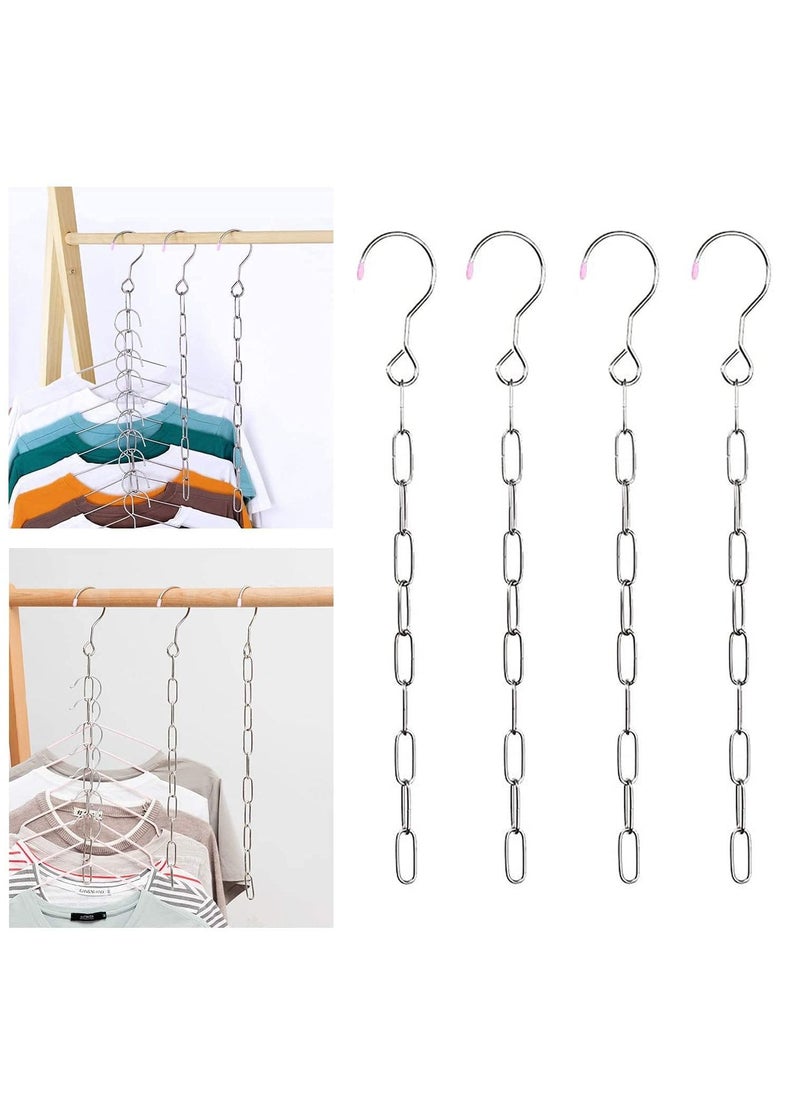 KASTWAVE 4 Piece Stainless Steel Hanger Chain, Closet Organizer and Storage, Space Saving Hanger, Great for Shirts Pants Dress Coat, College Dorm Room Essentials Wardrobe Chain  - Image 1