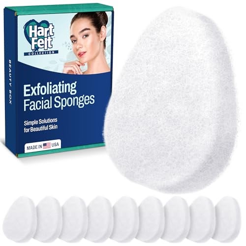 HartFelt [10 Pack] Regular Exfoliating Facial Sponge for Face - Daily Cleansing Scrubber - Buf Dirt Away with Puf Styled Reusable Face Pads for Removing Makeup, Dirt, and Dead Skin - Made in USA - Image 1