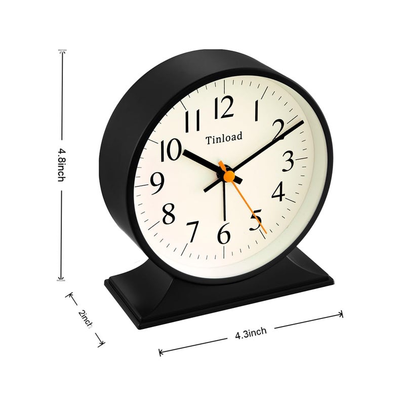 Tinload 4.5"Retro Analog Alarm Clock,Vintage decor , Super Silent Non Ticking Small Clock with Manual Light, Snooze, Battery Operated, for Bedroom, Living Room, Office,Nightstand, Bedside, Desk ,Table(Black) - Image 4