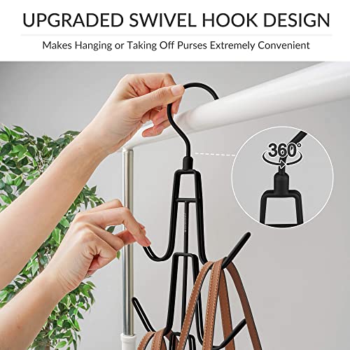 ZEDODIER Purse Hanger Organizer for Closet, 2 Pack Hanging Bag Holder, Keeping Purses Visible And In Good Condition, Metal Handbag Storage Hook Backpack Rack Space Saving Hanger, Black - Image 3