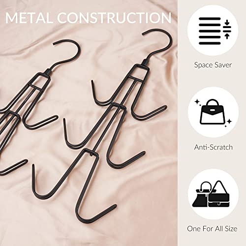 ZEDODIER Purse Hanger Organizer for Closet, 2 Pack Hanging Bag Holder, Keeping Purses Visible And In Good Condition, Metal Handbag Storage Hook Backpack Rack Space Saving Hanger, Black - Image 4