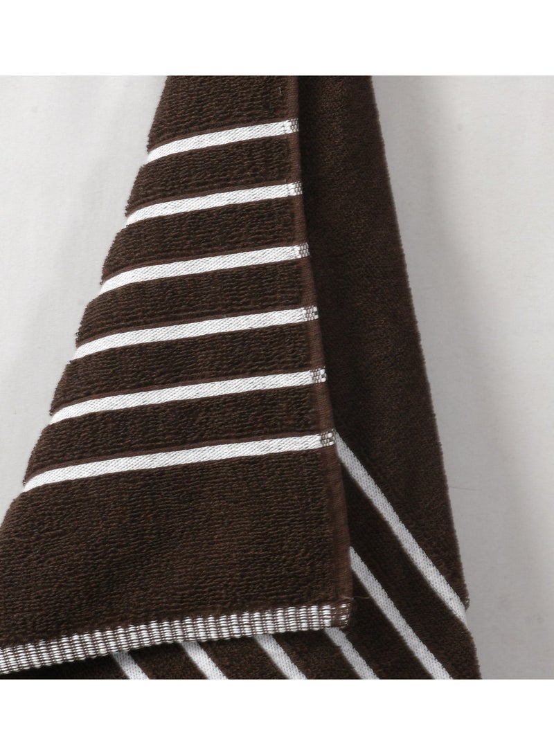 AURIO Premium 100% Cotton Bath Towel Set of 2 – Large 70x140 cm Ultra-Absorbent Plush Body Towels with Nautical Six-Stripe Dobby Border – Elegant Luxury Collection - Image 5