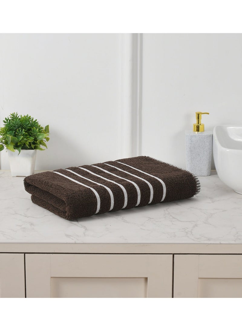 AURIO Premium 100% Cotton Bath Towel Set of 2 – Large 70x140 cm Ultra-Absorbent Plush Body Towels with Nautical Six-Stripe Dobby Border – Elegant Luxury Collection - Image 2