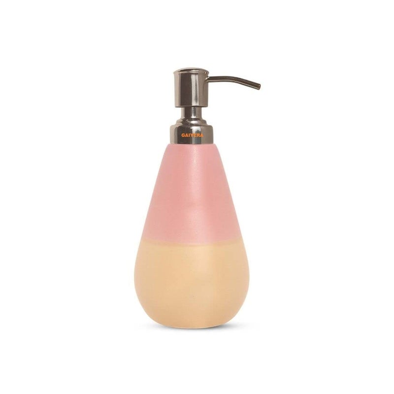 Vreni Ceramic Bathroom Accessories Set for Utility and Bathroom Decor | Liquid Soap Dispenser, soap Tray, Toothbrush Holder Hand CraftedDual Colur Pink/Yellow I Set of 3 - Image 4