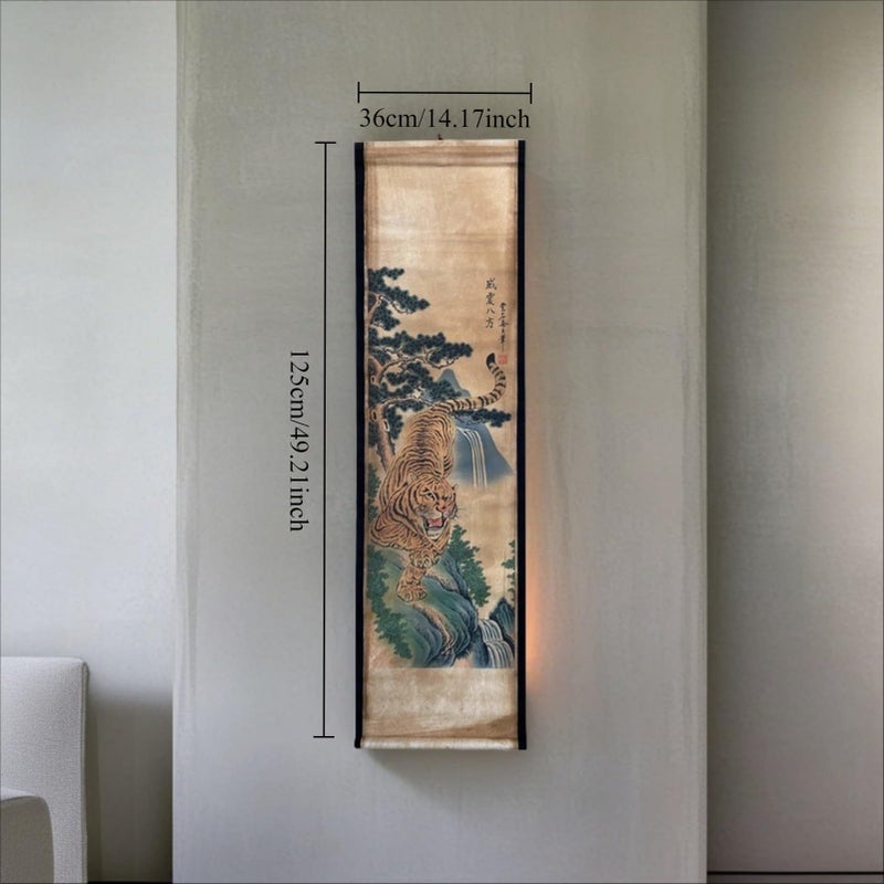 CIFIBIFUN Wall Art Poster Prints Paintings, Hanging Paper Scroll Decor Ready to Hang Asia Vintage Aesthetic,for Home Office Restaurant Tigers Feng Shui (E3) - Image 2