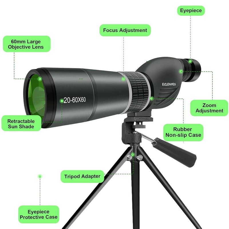 Real Instruments 20-60x60 Magnification Zoom HD,Monocular for Adults and Children,High Power Telescope Gadget, with Built-in Compass (MC-20-60x60) - Image 3