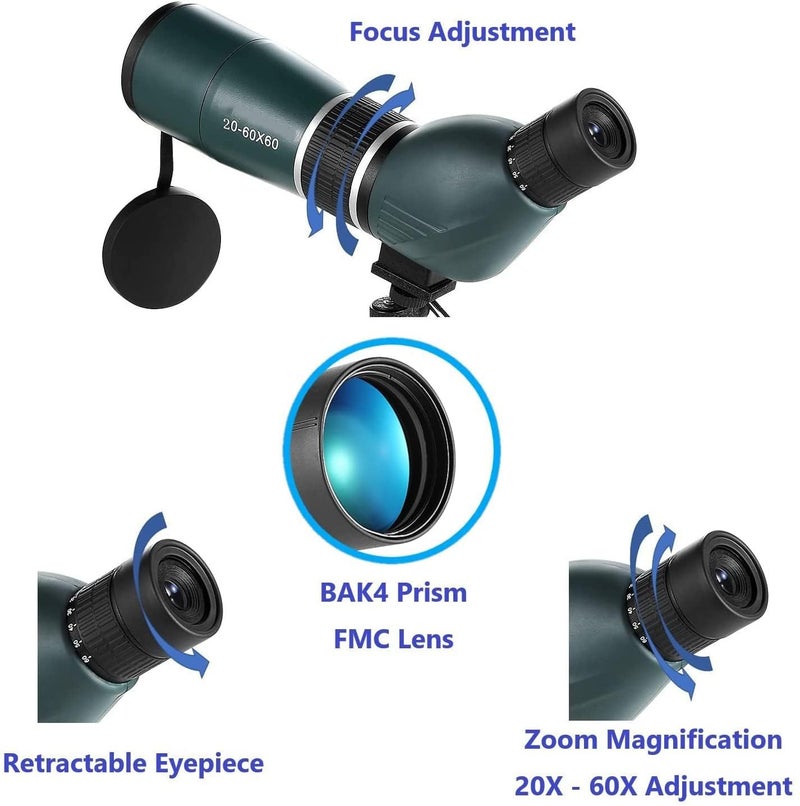 Real Instruments 20-60x60 Magnification Zoom HD,Monocular for Adults and Children,High Power Telescope Gadget, with Built-in Compass (MC-20-60x60) - Image 2