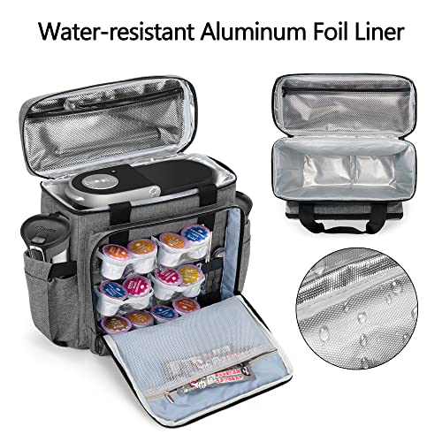 CURMIO Coffee Maker Travel Bag Compatible with Keurig K-Mini or K-Mini Plus, Single Serve Coffee Brewer Carrying Case with Multiple Pockets for K-Cup Pods, Travel Mugs, Gray (Bag Only, Patent Design) - Image 2