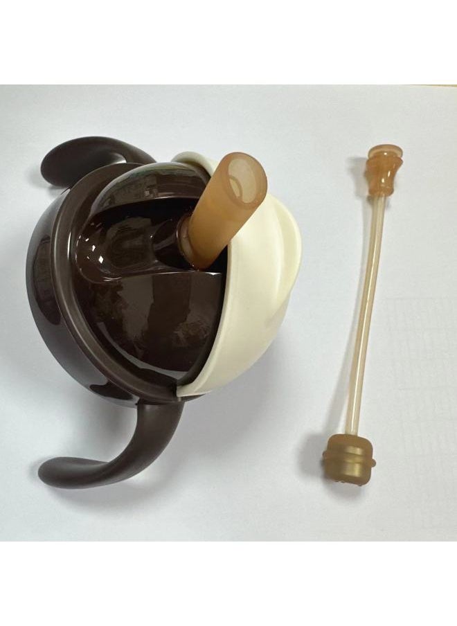 Generic Shixi Water Cup Suction Tube Cup Accessories Milk Bottle Replacement Suction Flap Duckbill Adapts Shixi Flip Cap Water Cup Head Suction Mouth Head-Color:Cup Head (brown) Steel Ball Straw  - Image 1