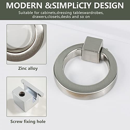 Rddconkit Modern Cabinet Drawer Pull Handle Dresser Wardrobe Cupboard Knob Ring Pack of 4 (Brushed) - Image 3