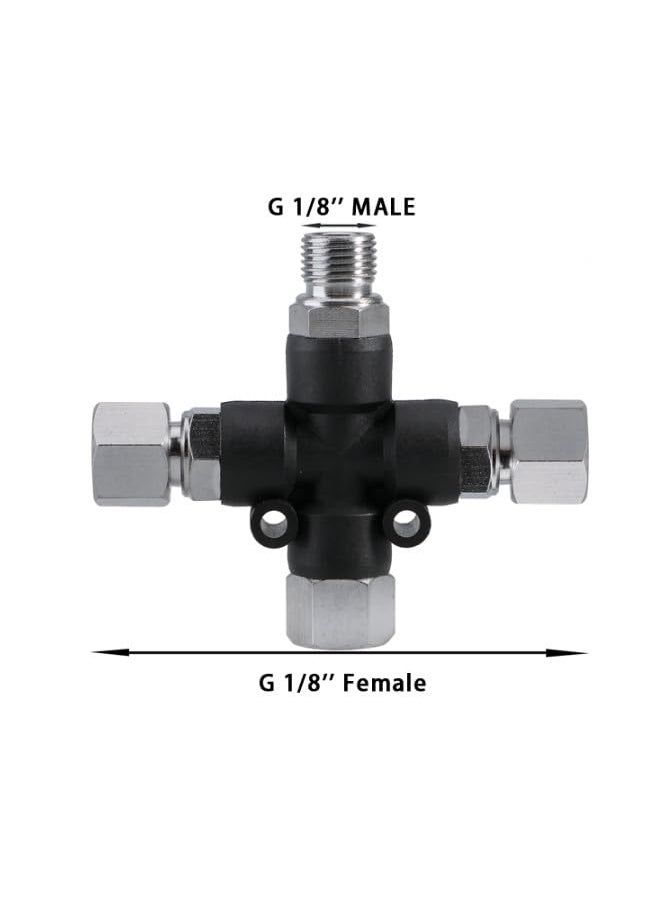 SHIELD PLUS - SHIELD PLUS 3 Way Airbrush Air Hose Splitter Manifold with 18 inch BSP Fittings Spray Connector Push to Connect Fittings - Image 1