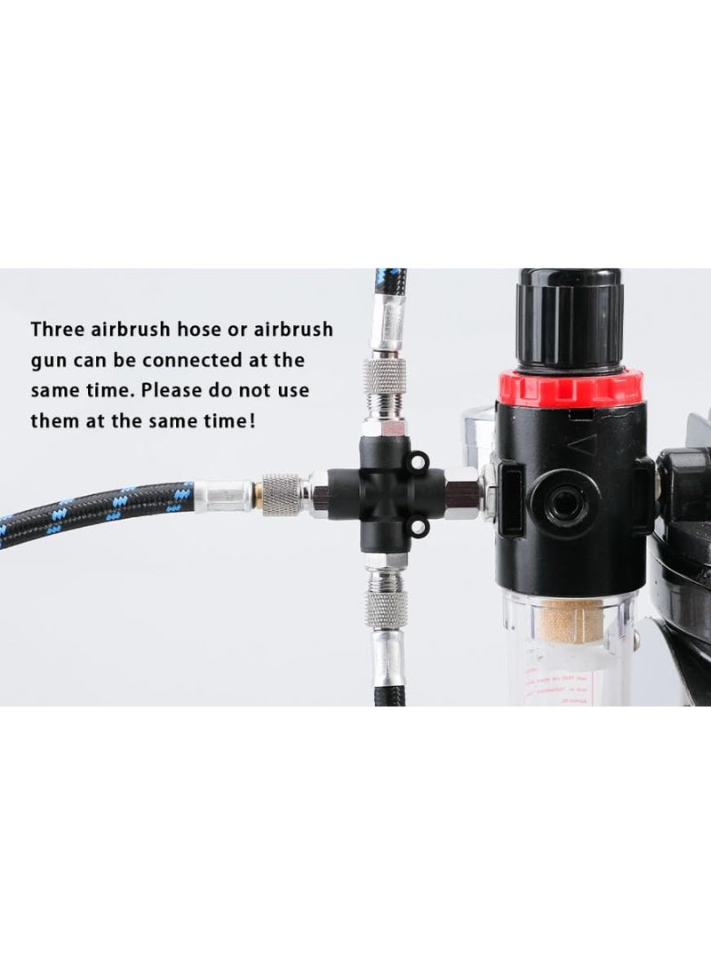 SHIELD PLUS - SHIELD PLUS 3 Way Airbrush Air Hose Splitter Manifold with 18 inch BSP Fittings Spray Connector Push to Connect Fittings - Image 1