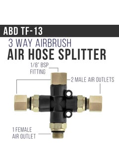 SHIELD PLUS SHIELD PLUS 3 Way Airbrush Air Hose Splitter Manifold with 18 inch BSP Fittings Spray Connector Push to Connect Fittings  - Image 5
