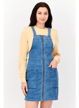DeFacto Women Washed Denim Mini Casual Sundress, Blue  - Image 1