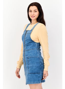 DeFacto Women Washed Denim Mini Casual Sundress, Blue  - Image 3