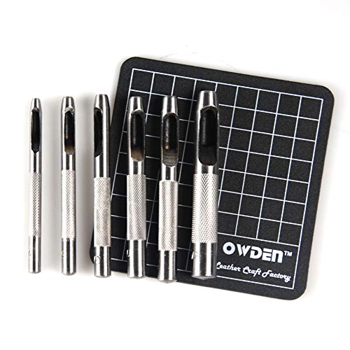OWDEN 6 Pieces Hollow Hole Punch Set (1/8" - 5/16"),Leather Punch Tools, with A Free Cutting MAT - Image 1