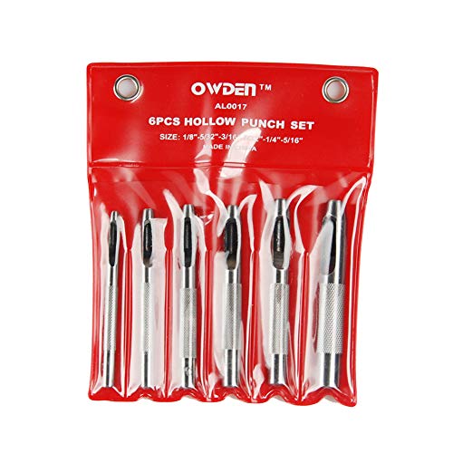 OWDEN 6 Pieces Hollow Hole Punch Set (1/8" - 5/16"),Leather Punch Tools, with A Free Cutting MAT - Image 2