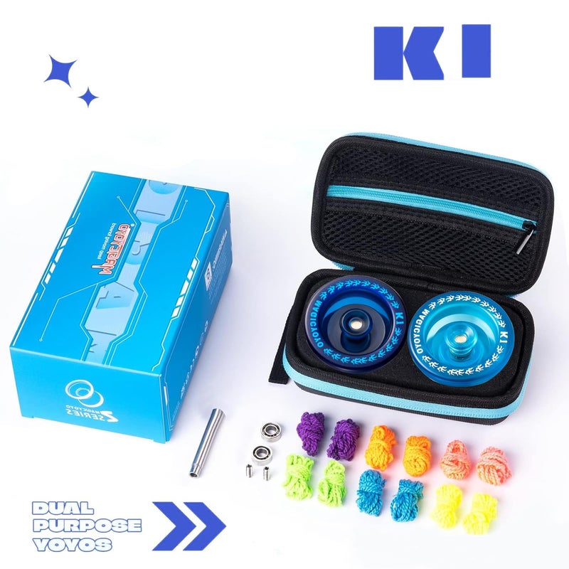 MAGICYOYO Pack of 2 Yoyos for Kids, K1 MAGICYOYO Responsive YoYos with 2 Yoyo Sacks + 12 Strings and 2 Yo-Yo Gloves Gift ( Dark Blue & Crystal Blue) - Image 5