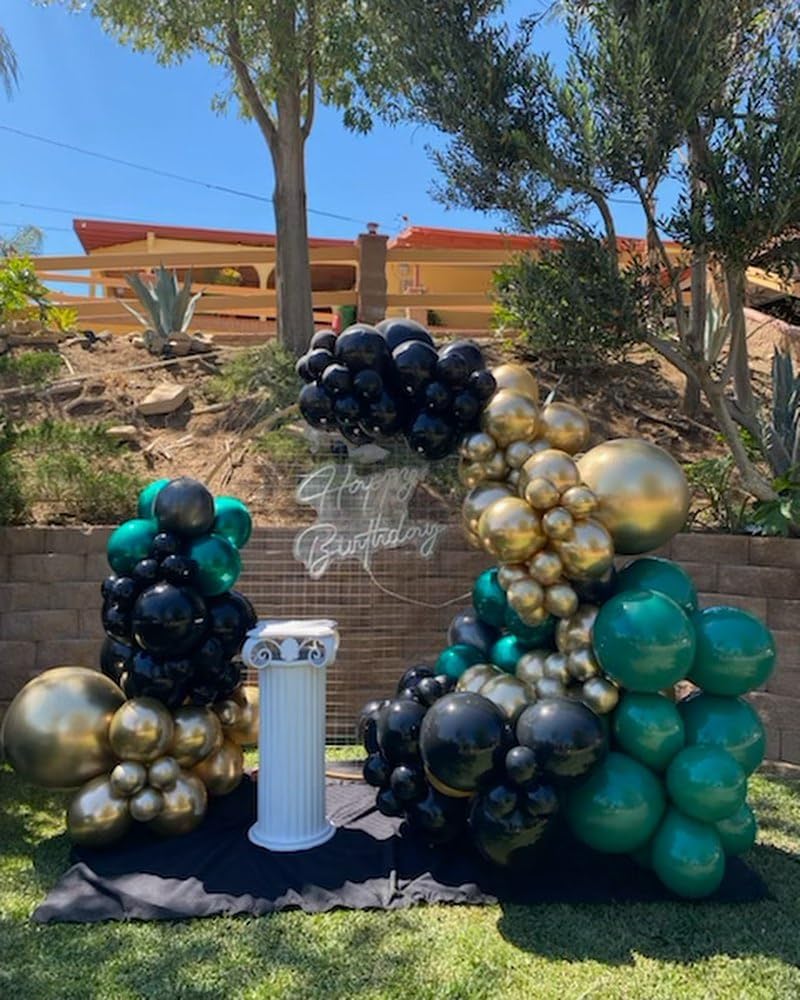 ADOINBY Green and Gold Black Balloon Arch Kit, 201Pcs Explosion Star Emerald Forest Dark Green Metallic Gold Black Balloons Garland for Birthday Baby Shower Jungle Graduation Prom Party Decorations - Image 4