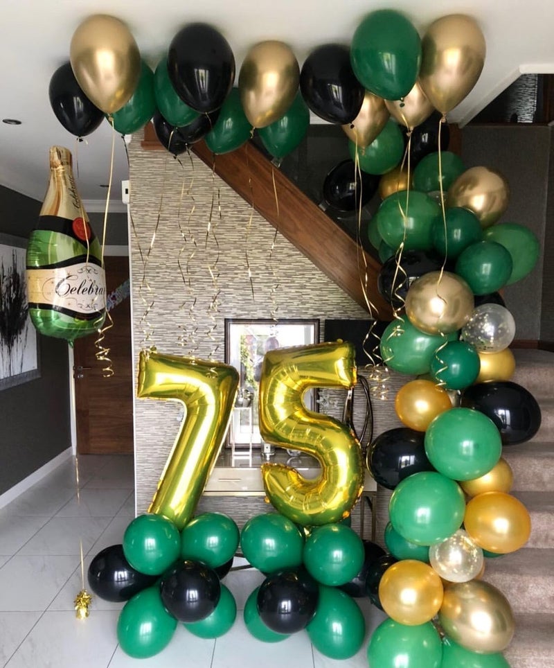 ADOINBY Green and Gold Black Balloon Arch Kit, 201Pcs Explosion Star Emerald Forest Dark Green Metallic Gold Black Balloons Garland for Birthday Baby Shower Jungle Graduation Prom Party Decorations - Image 5