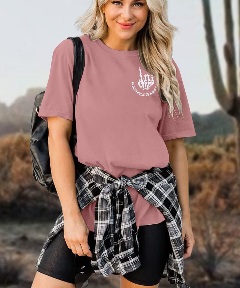 LUKYCILD Overstimulated Moms Club Shirt Oversized Mama Shirts Funny Mom Life Graphic Tees Casual Short Sleeve Trendy Tops - Image 2
