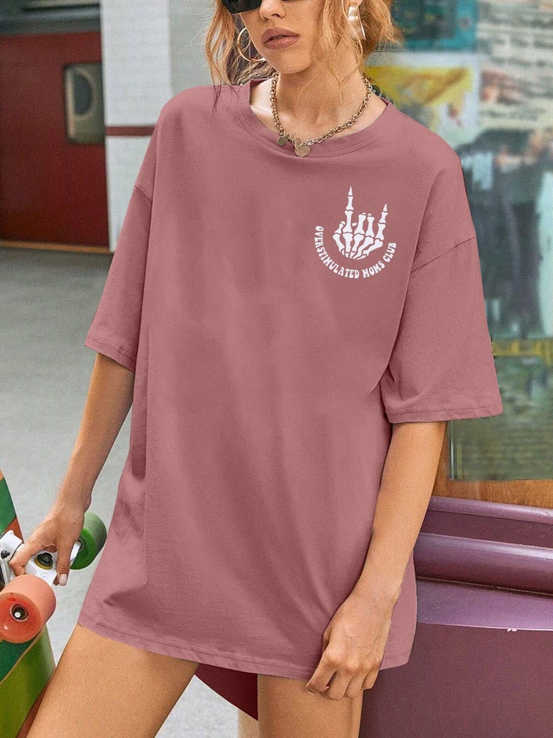 LUKYCILD Overstimulated Moms Club Shirt Oversized Mama Shirts Funny Mom Life Graphic Tees Casual Short Sleeve Trendy Tops - Image 4