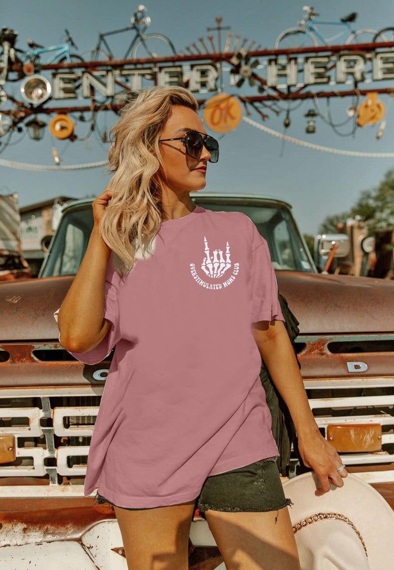 LUKYCILD Overstimulated Moms Club Shirt Oversized Mama Shirts Funny Mom Life Graphic Tees Casual Short Sleeve Trendy Tops - Image 5